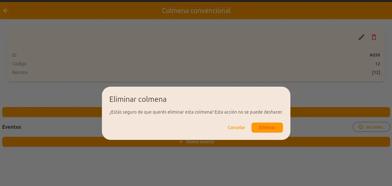 Borrar colmena