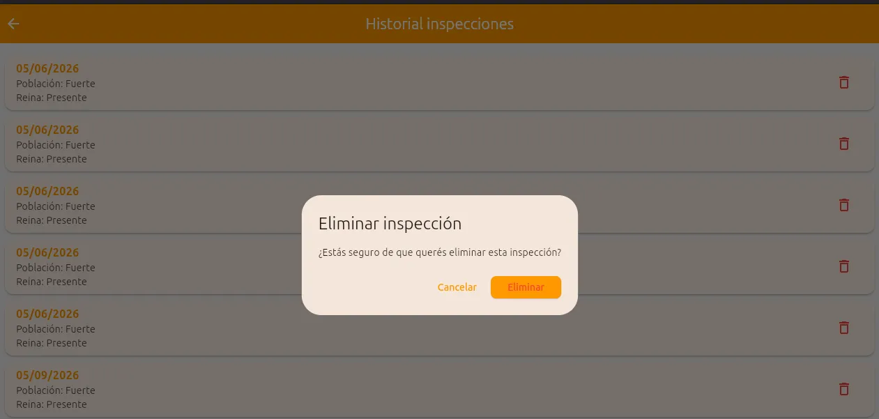 Borrar inspección