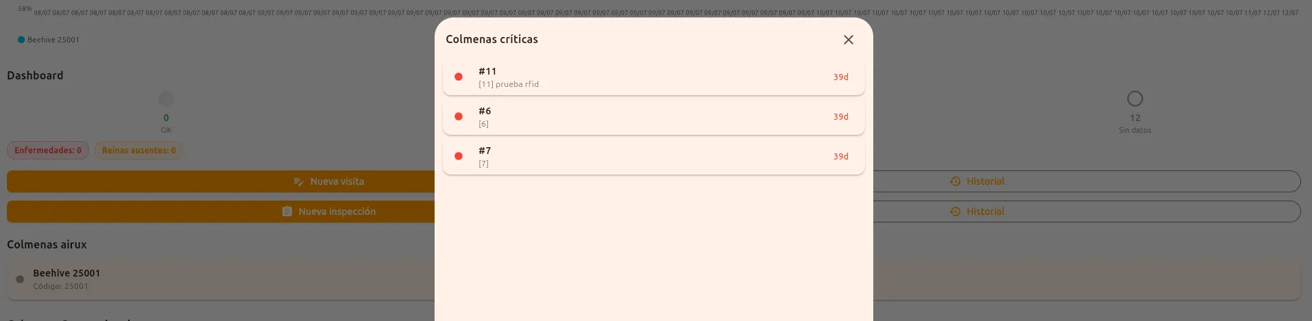 Bottom sheet del dashboard