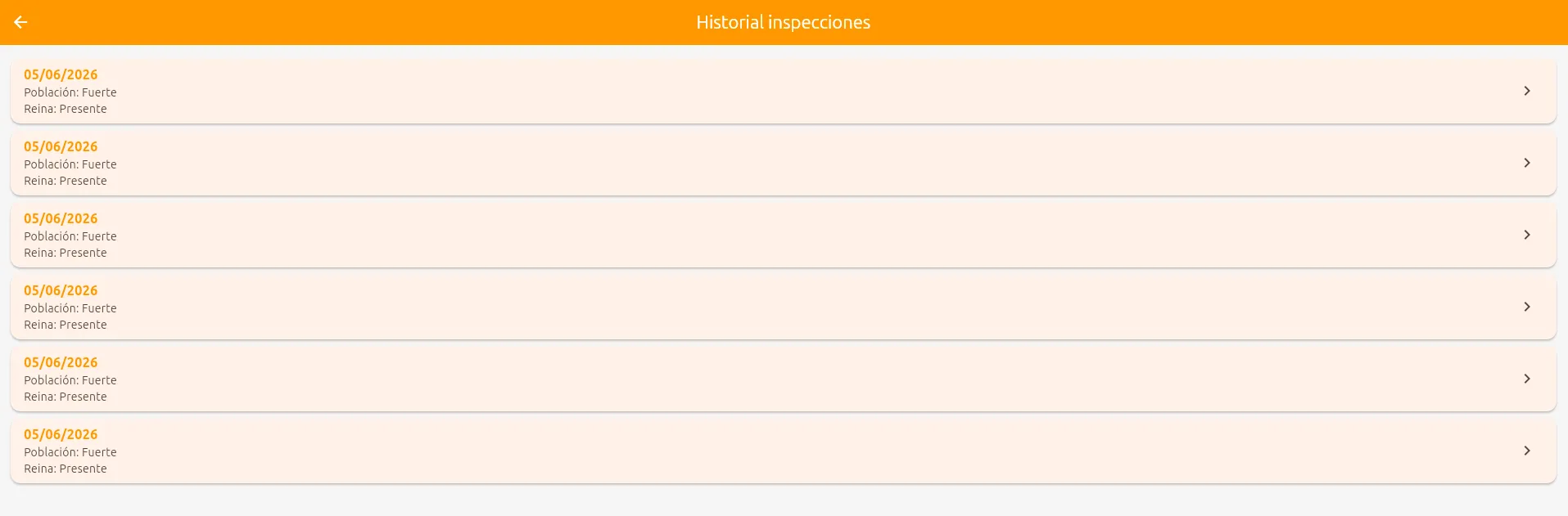 Historial de inspecciones