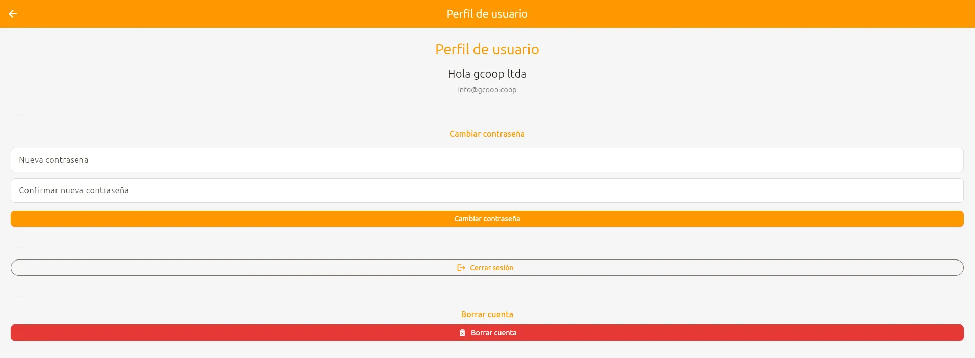 Pantalla de perfil